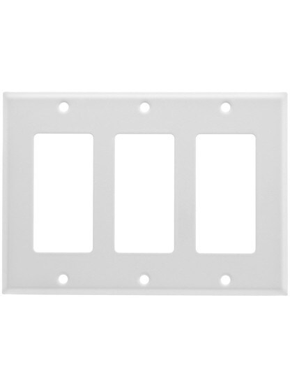 Classic Triple Gang GFI Cover Plate In White Enamel.